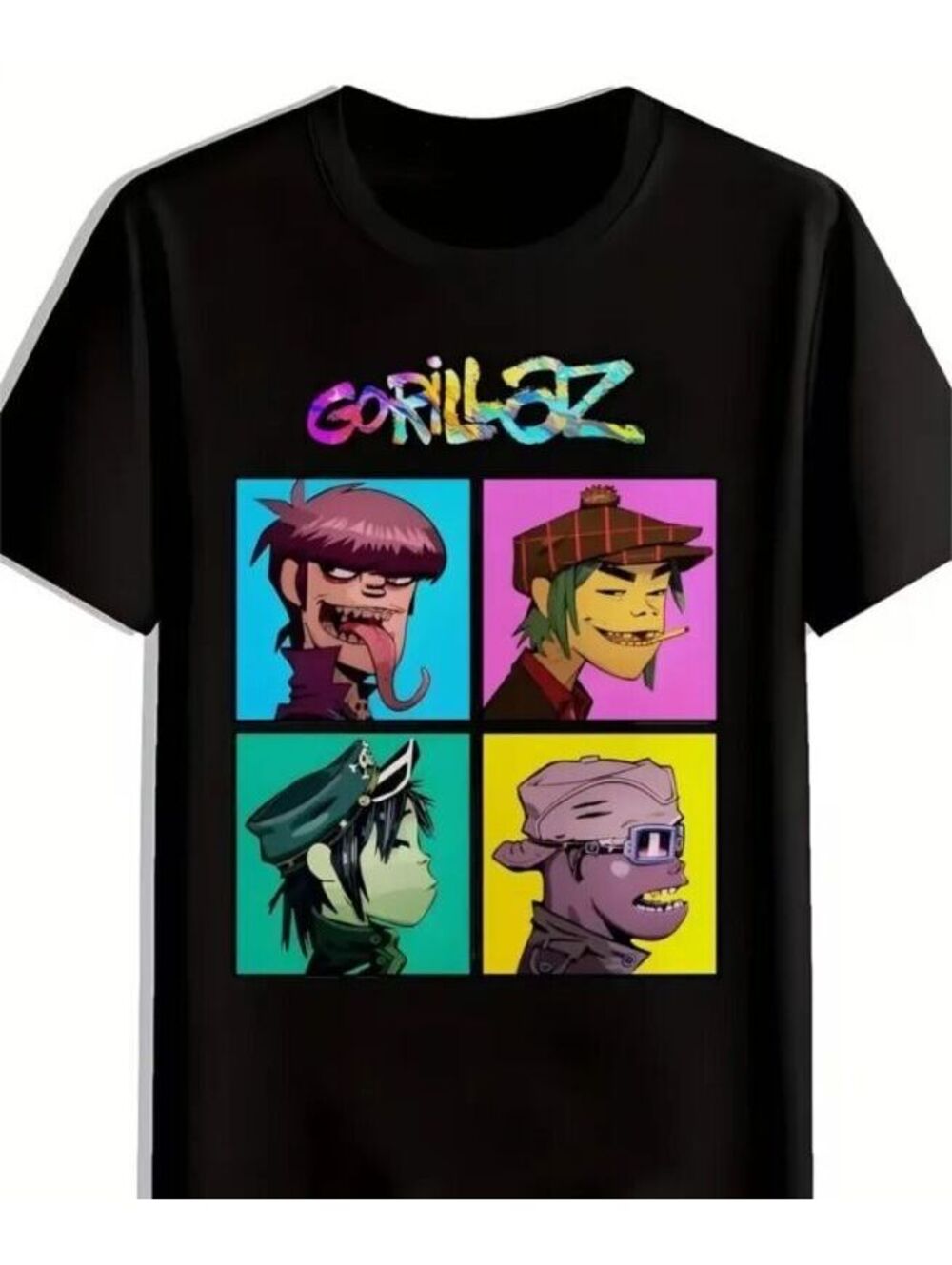 NWT - Gorillaz - Demon Days rainbow color t-shirt - rock tee - L - black - NEW